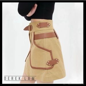 Derek Lam Skirt Trimmed in Lamb Leather and Hardwares - Size 4